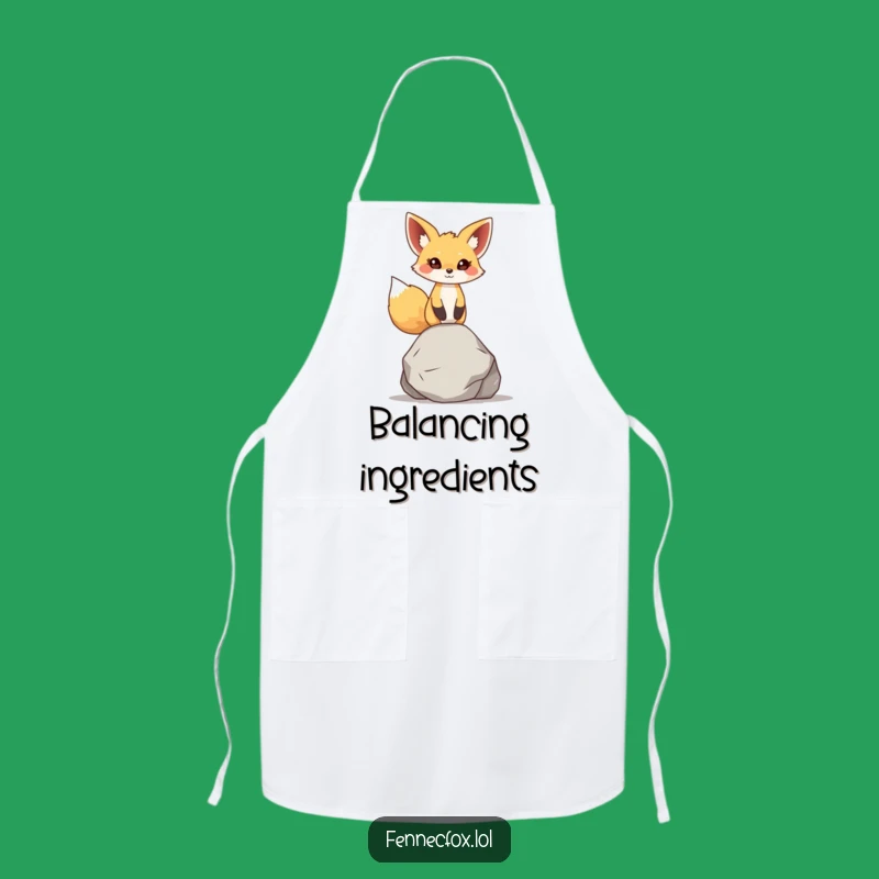 Funny Fennec Fox Apron: Zen Rock Balancer for Focused Kitchen Fun