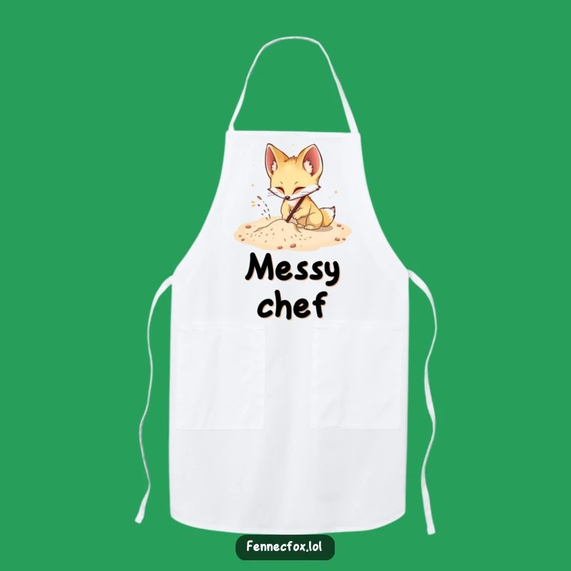 Funny Fennec Fox Digging Apron: Cook with Energy & Laughs!