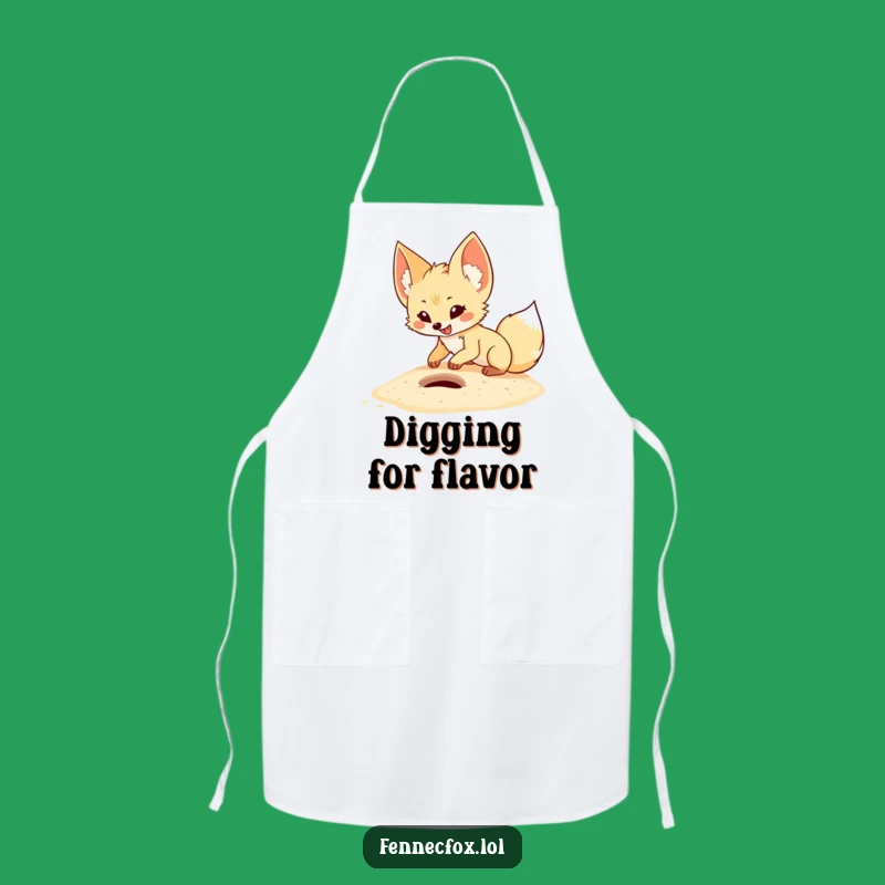Funny Fennec Fox Digging Apron: Kitchen Cartoon Energy Wear, Great Cook Gift