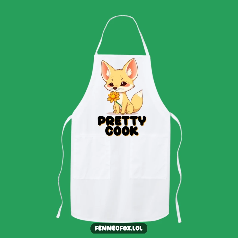 Funny Fennec Fox Flower Nose Apron: Cook with Charm & Laughter!