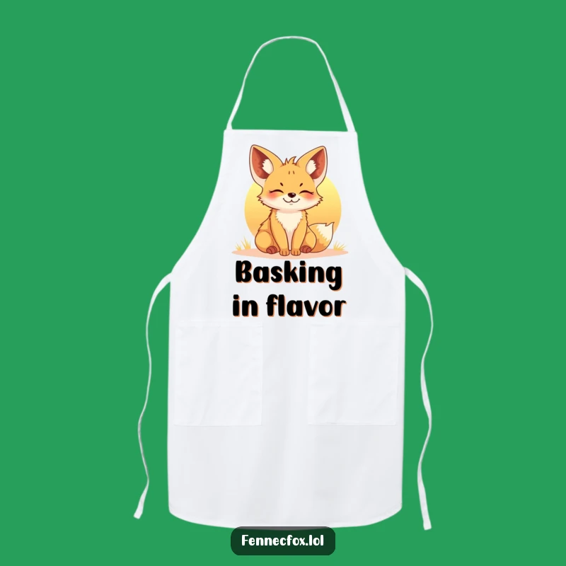 Funny Fennec Fox Sunset Apron: Happy Chef Fox Kitchenware - Humorous Cooking Gift