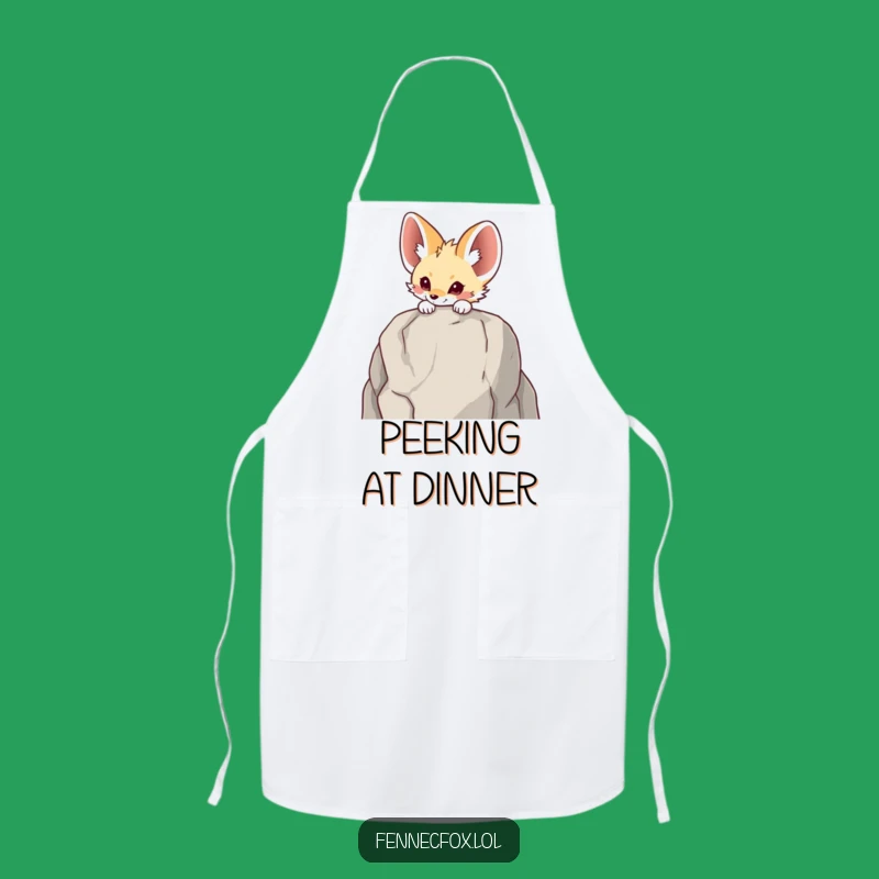 Funny Fennec Fox Peeking Apron - Hilarious Kitchen Curiosity Cover