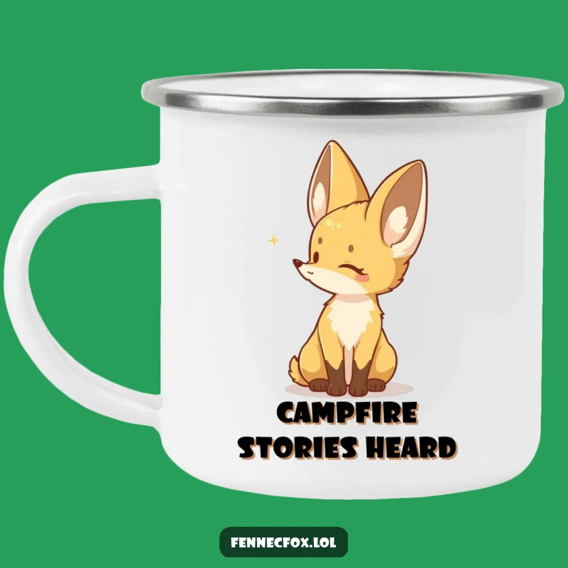 Funny Fennec Fox Camping Mug: Listening Character - Desert Outdoor Gift