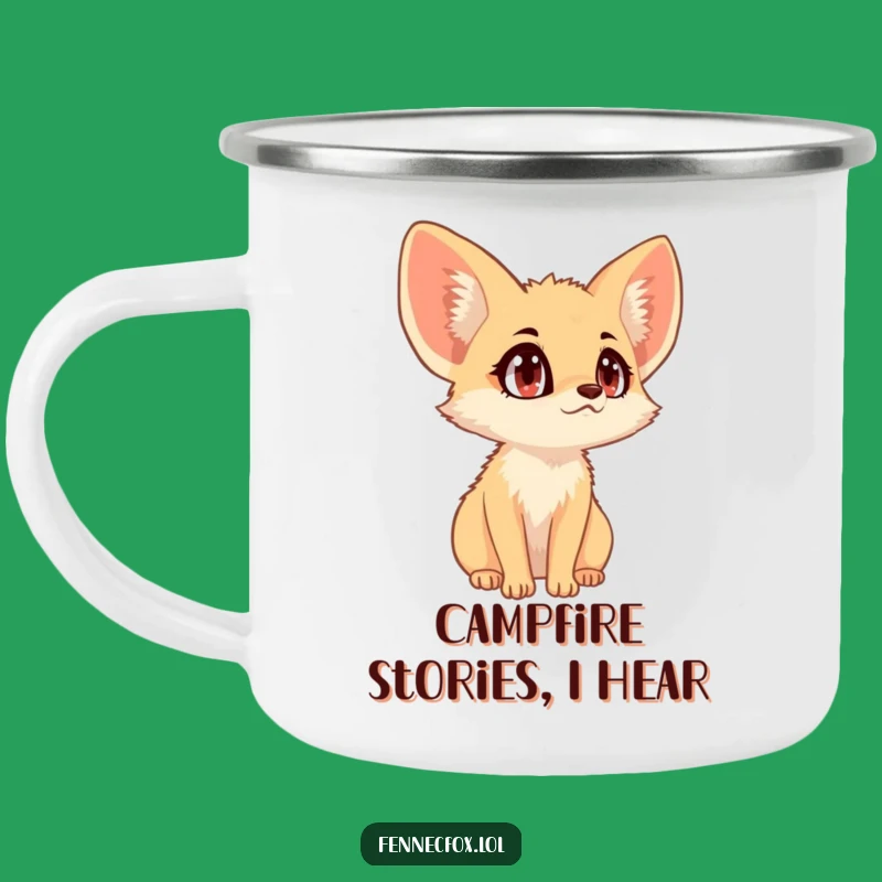 Funny Fennec Fox Listening Camping Mug: Outdoor Ears, Adorable Funny Gift