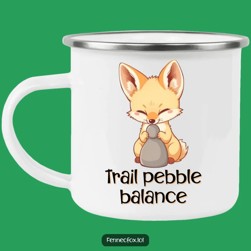 Durable Funny Fennec Fox Pebble Balance Camping Mug - Your Focused Companion Outdoors