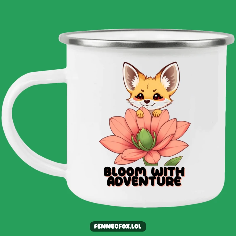 Funny Fennec Fox Camping Mug - Desert Flower Design, Outdoor Adventure Gift