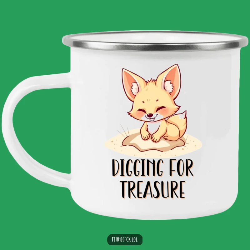 Funny Fennec Fox Camping Mug: Playful Digger Character, Outdoor Funny Gift