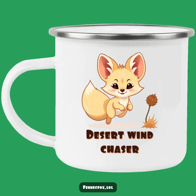 Funny Fennec Fox Chasing Tumbleweed Camping Mug - Adventure Humor Gift