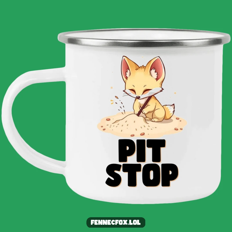 Funny Fennec Fox Digging Camping Mug: Energetic Sips Outdoors!