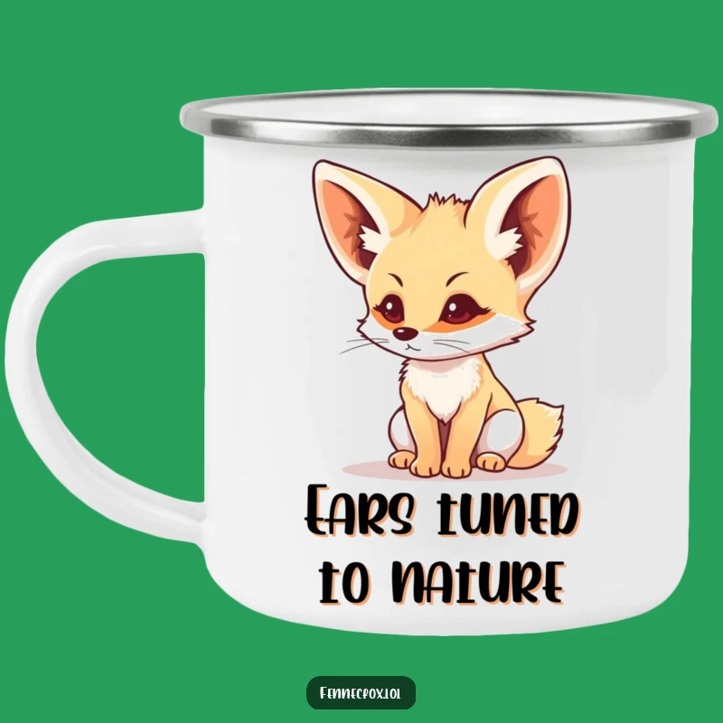 Funny Fennec Fox Listening Camping Mug: Adventure & Alertness Outdoors!