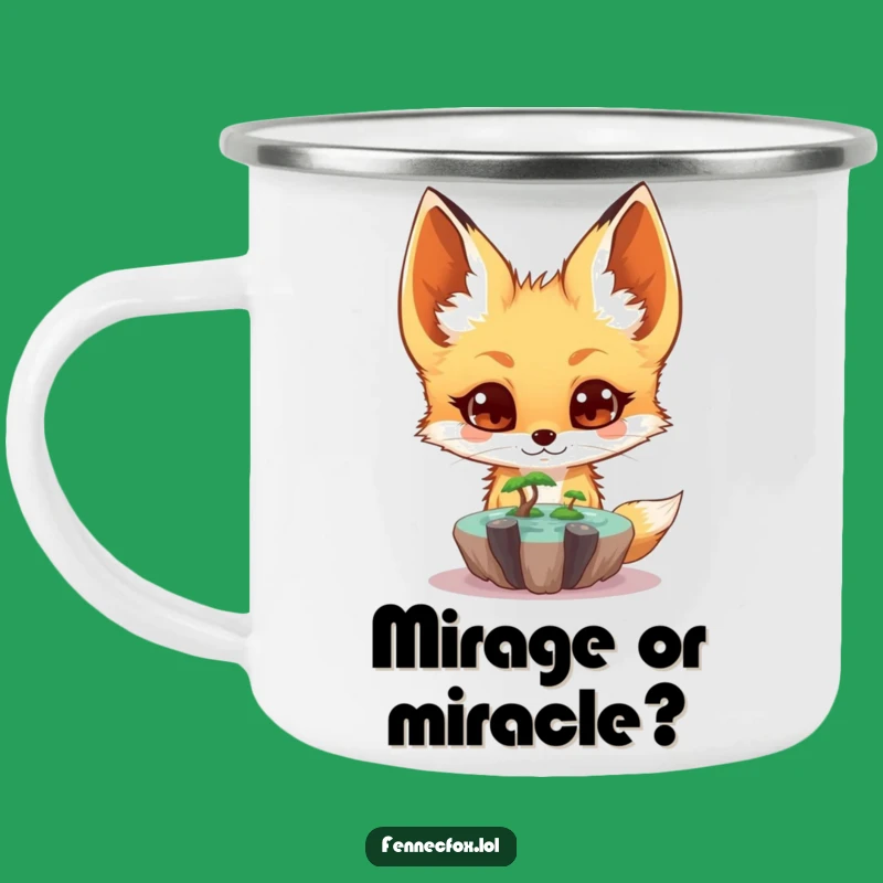 Funny Fennec Fox Camping Mug - Oasis Surprise Design, Outdoor Magic Gift