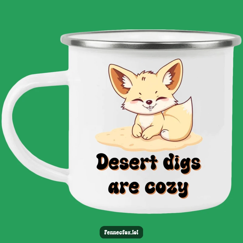 Mischievous Fennec Fox Sand Camping Mug: Funny Outdoor Fun Gift