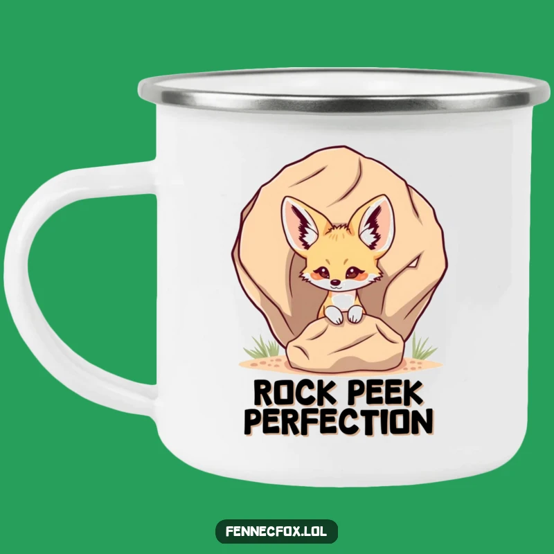 Durable Funny Fennec Fox Peek-a-Boo Camping Mug - Your Playful Companion Outdoors