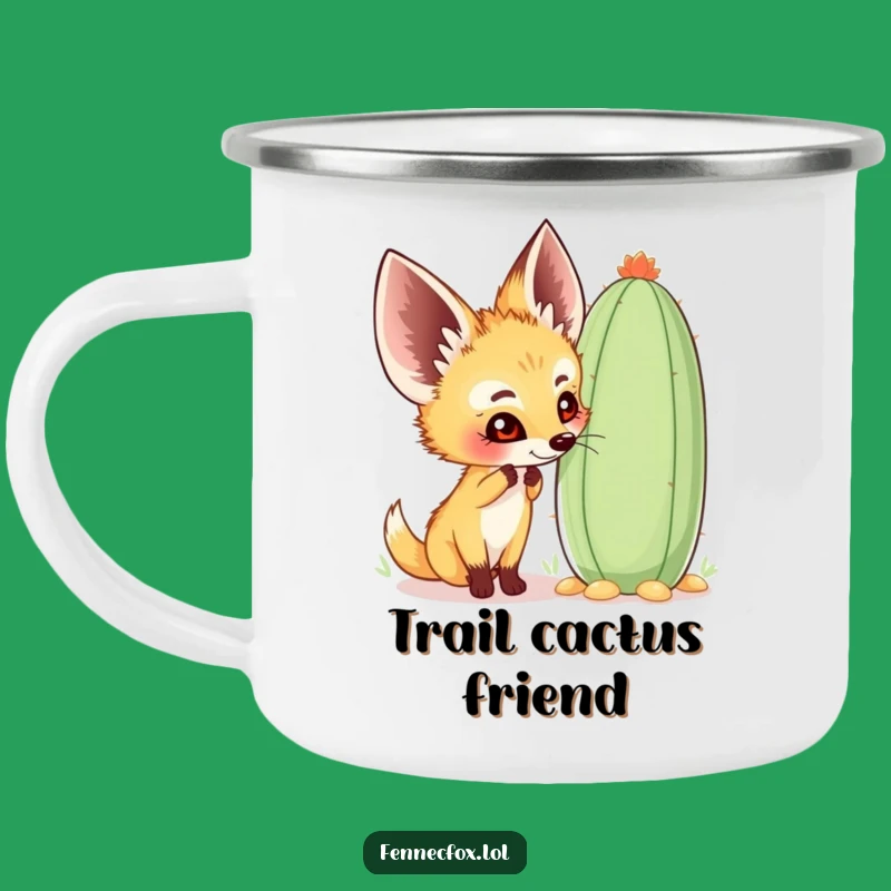 Funny Fennec Fox Camping Mug - Cactus Sniff Design, Outdoor Desert Gift