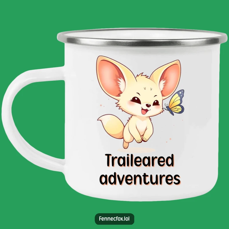 Funny Kawaii Fennec Fox Camping Mug: Enjoy adventures with adorable charm.