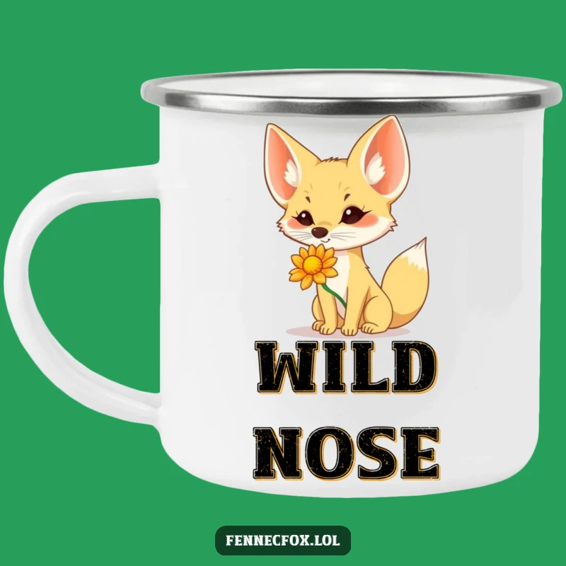 Funny Fennec Fox Flower Nose Camping Mug: Sip with Style & Humor!