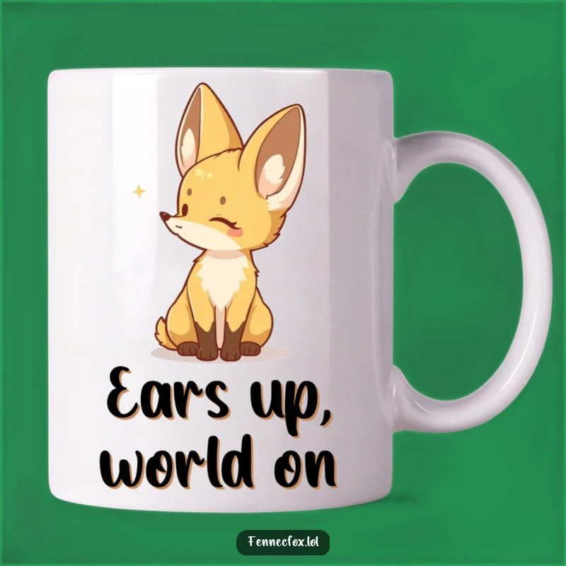 Funny Fennec Fox Mug: Listening Character - Cute Animal Sound Gift