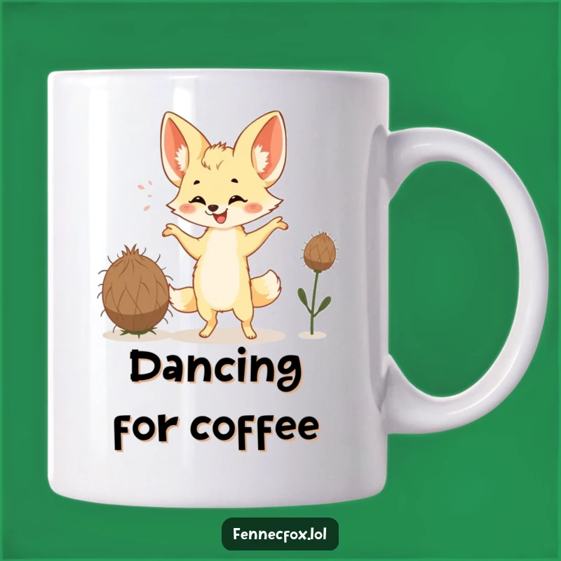 Funny Fennec Fox Dance Mug: Silly Desert Tumbleweed Party Gift