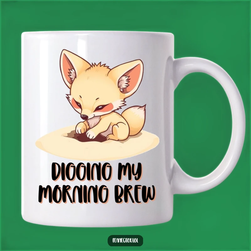 Funny Fennec Fox Digging Mug - Energetic Desert Vibes for Your Coffee