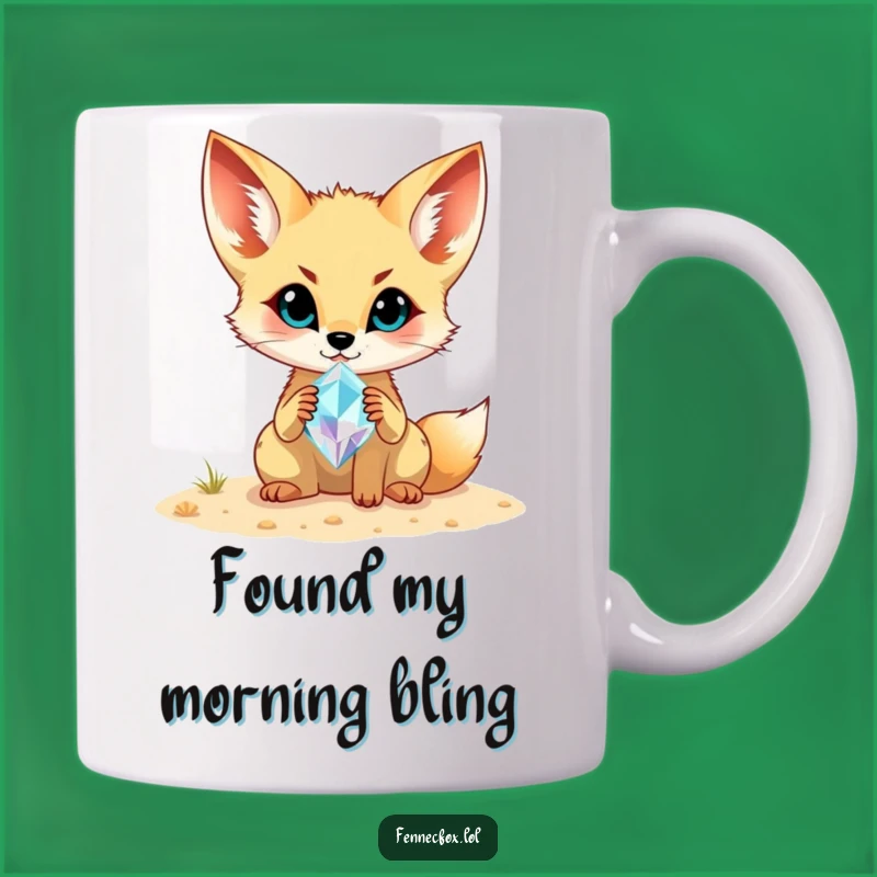 Funny Fennec Fox Gemstone Mug: Treasure Hunter Fox, Unique & Hilarious Funny Gift