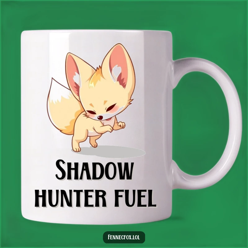 Funny Fennec Fox Mug Gift: Playful Pounce on Shadow with Cute Desert Animal