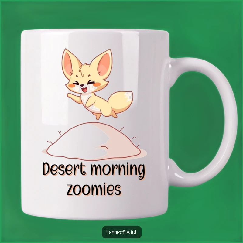 Funny Fennec Fox Mug: Leaping Desert Character, Perfect Funny Gift for Animal Lovers