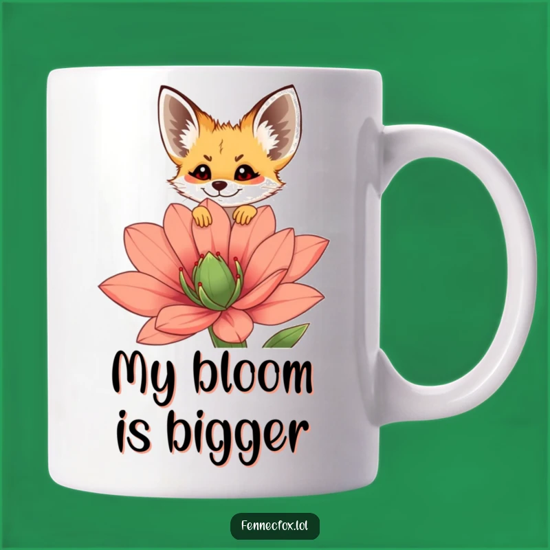 Funny Fennec Fox Peeking Mug - Cheerful Desert Flower Design, Perfect Gift
