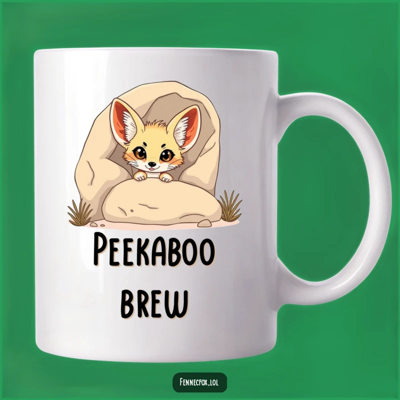 Funny Fennec Fox Peeking Mug: Wide-Eyed Wonder & Humor Gift!