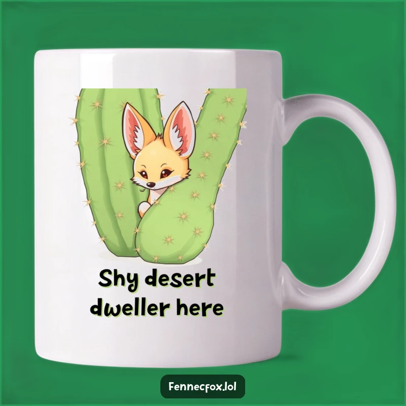 Funny Fennec Fox Cactus Mug: Adorable Desert Dweller, Perfect Funny Gift Idea