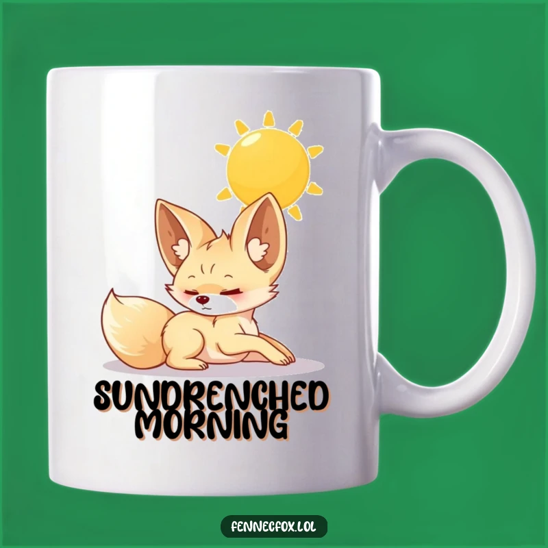 Funny Fennec Fox Mug Gift: Luxurious Stretch Under Warm Sun Bliss