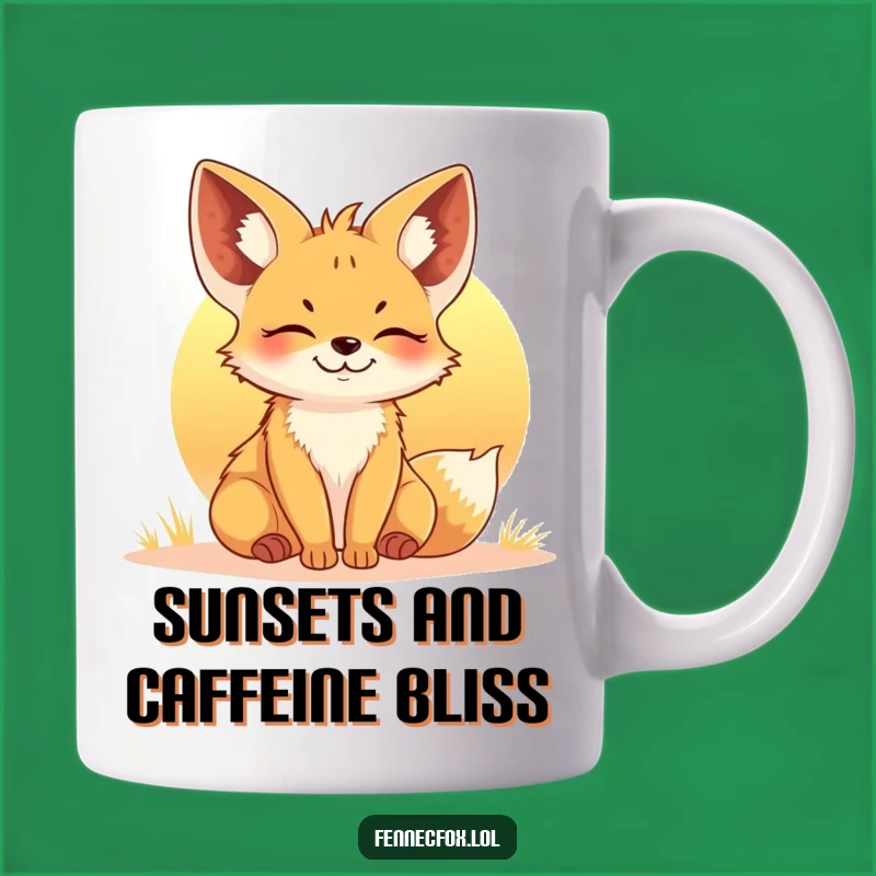 Funny Fennec Fox Sunset Mug: Adorable Happy Desert Dweller - The Perfect Humorous Gift