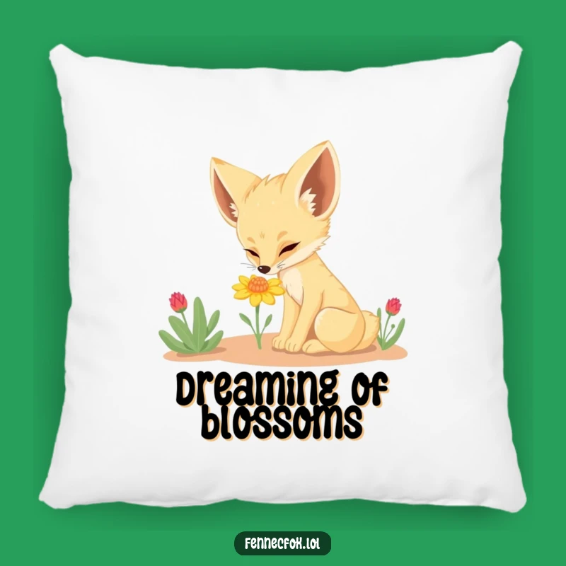 Funny Fennec Fox Flower Pillow: Soft & Hilarious Accent for Cozy Homes