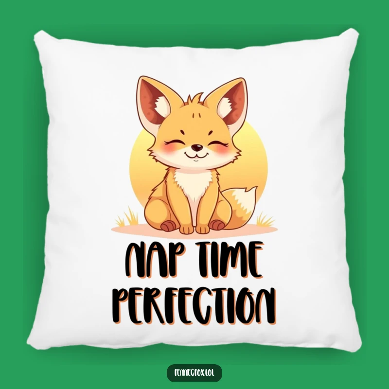Funny Fennec Fox Sunset Pillow: Cozy Happy Fox Accent - Comedic Home Decor Gift