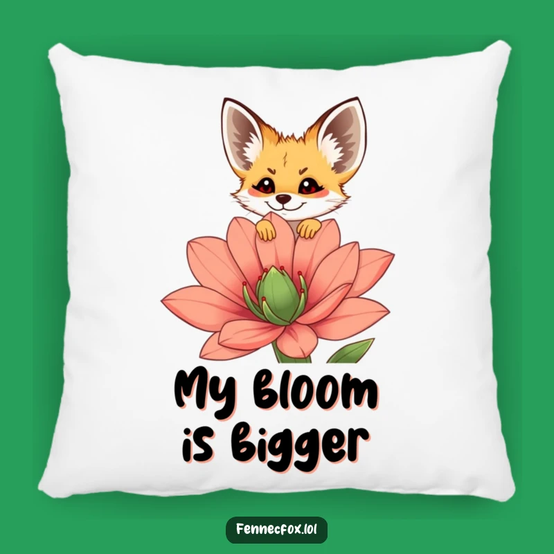 Funny Fennec Fox Pillow - Cute Peeking Flower Accent, Cozy Home Decor, Gift