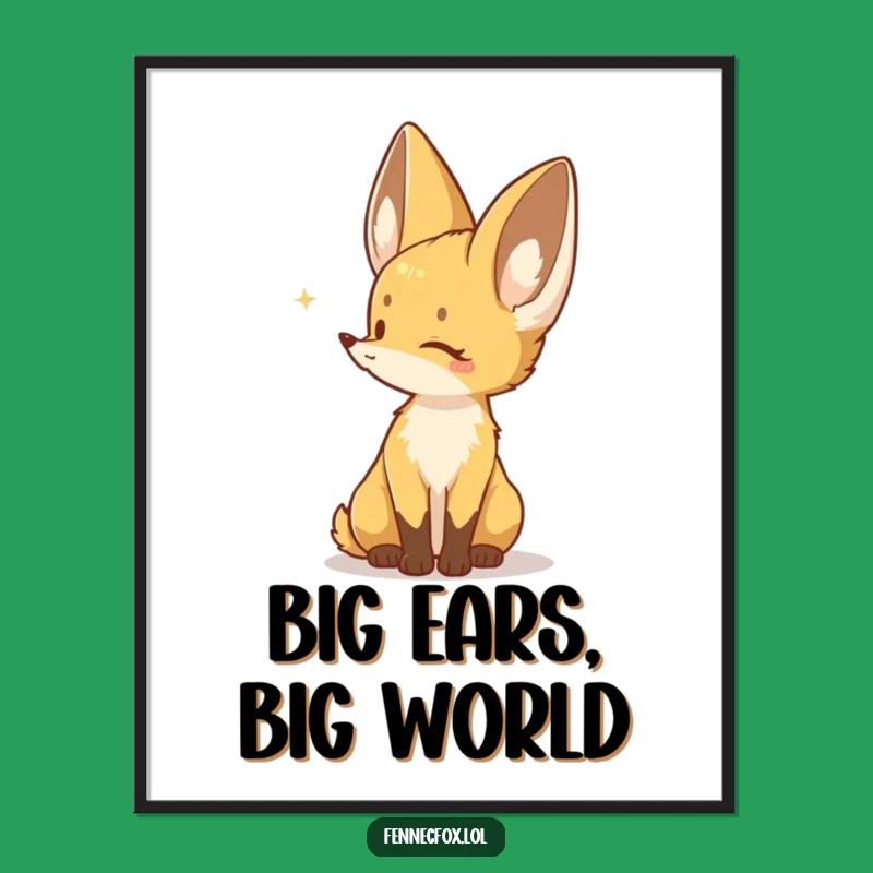 Funny Fennec Fox Digital Print: Listening Character - Instant Animal Art Gift