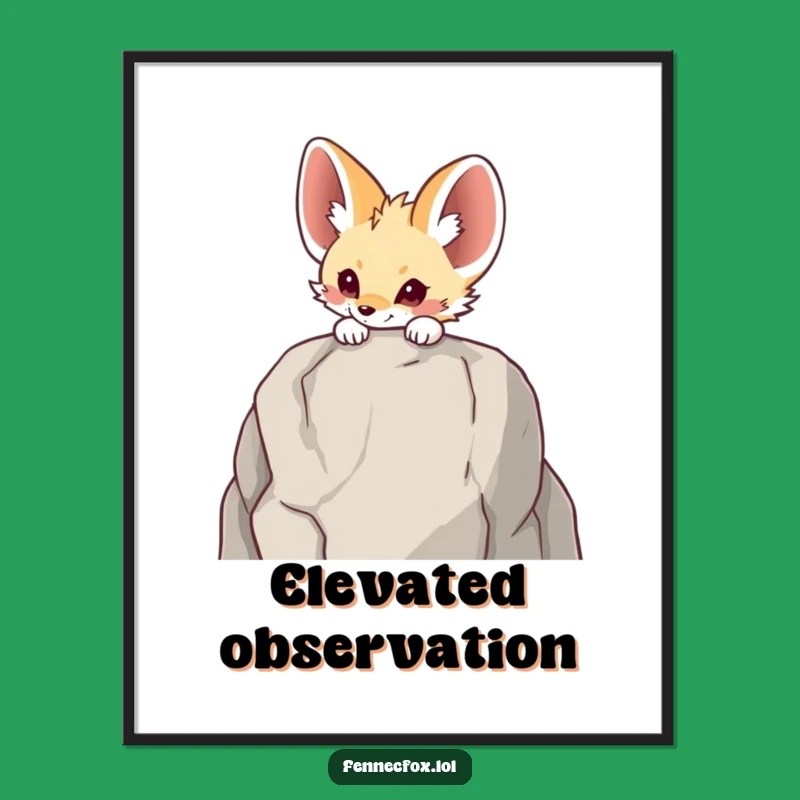 Funny Fennec Fox Peeking Digital Art - Hilarious Instant Download Decor