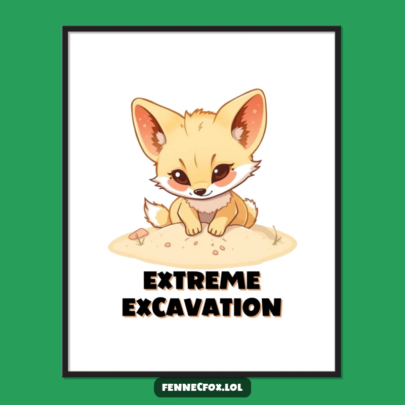 Funny Fennec Fox Digging Digital Art - Hilarious Instant Download Decor