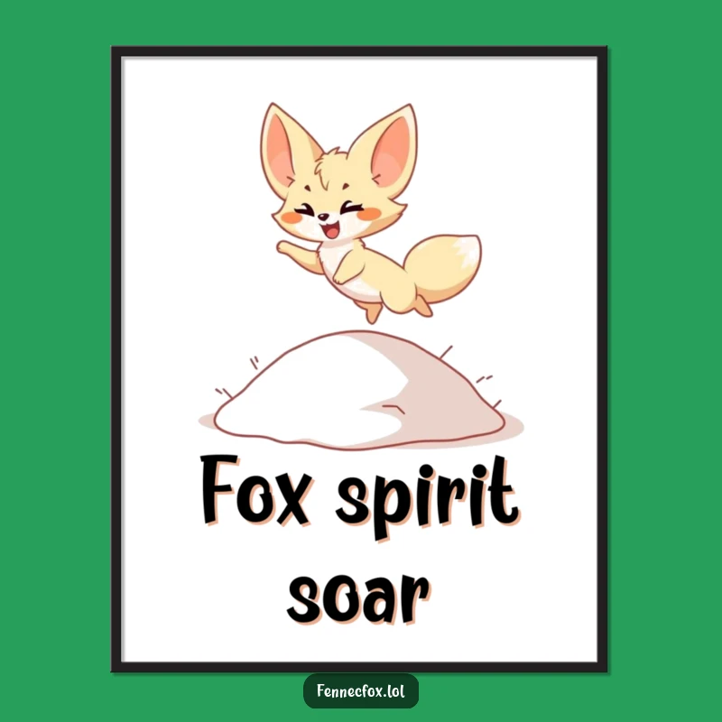 Funny Fennec Fox Digital Art: Leaping Desert Character, Instant Funny Animal Decor Gift