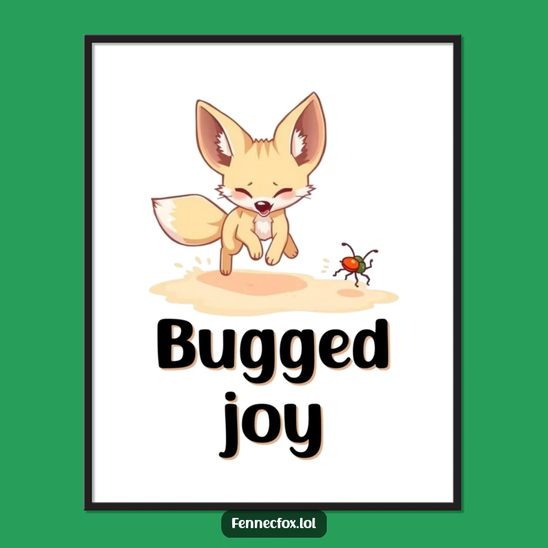 Funny Fennec Fox Beetle Chase Digital Art: Joyful Decor for Laughs!