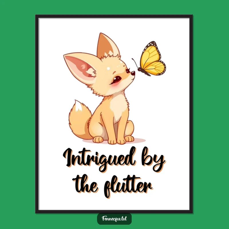 Funny Fennec Fox Butterfly Digital Art: Instant Download, Enchanting Gift