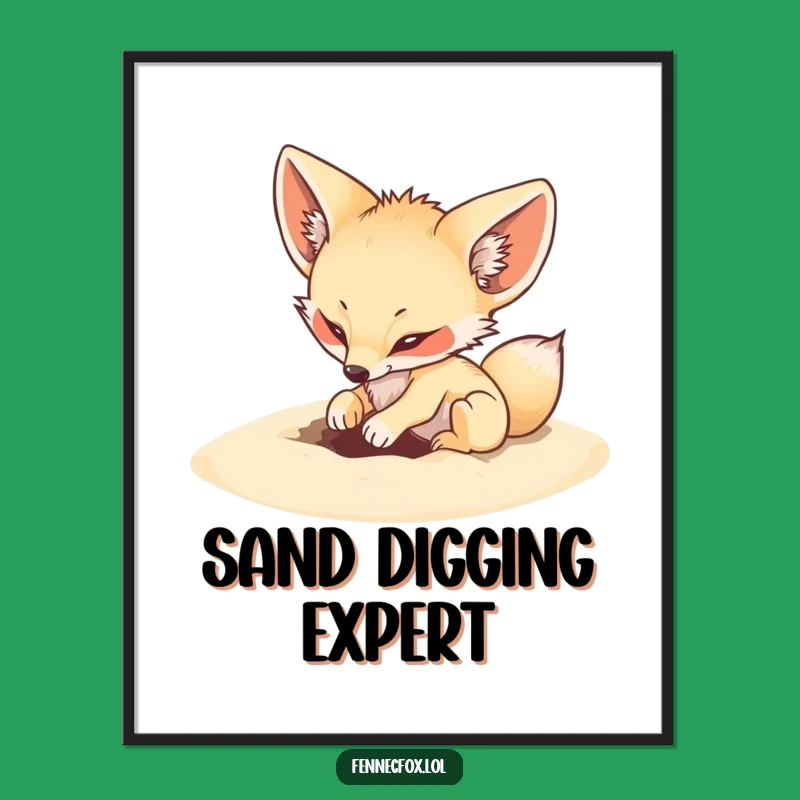 Funny Fennec Fox Digging Digital Art - Instant Energetic Desert Scene