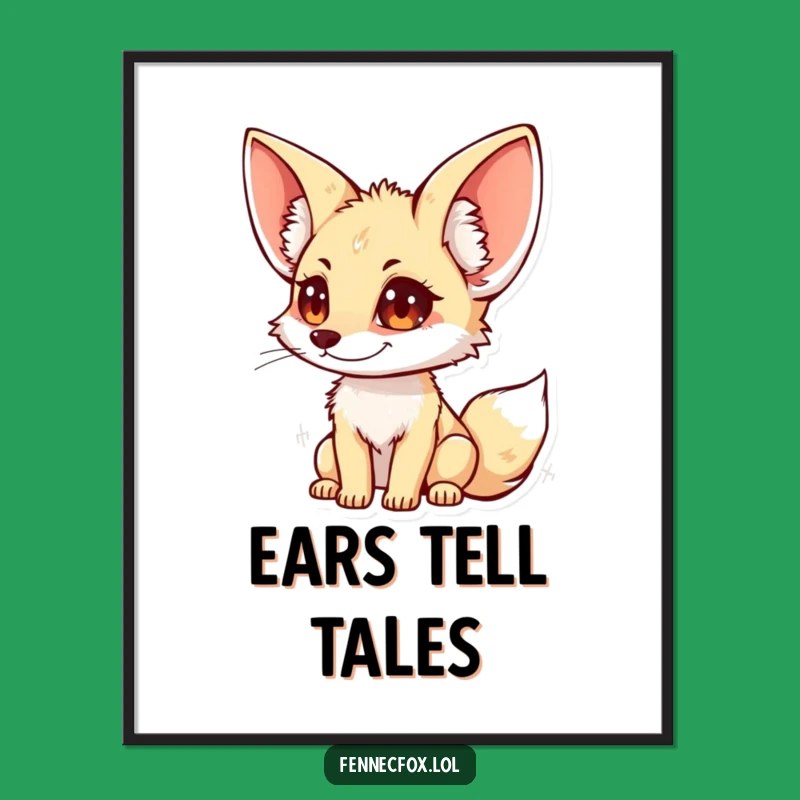 Funny Fennec Fox Digital Art: Big Ears, Big Listening - Instant Funny Gift Download