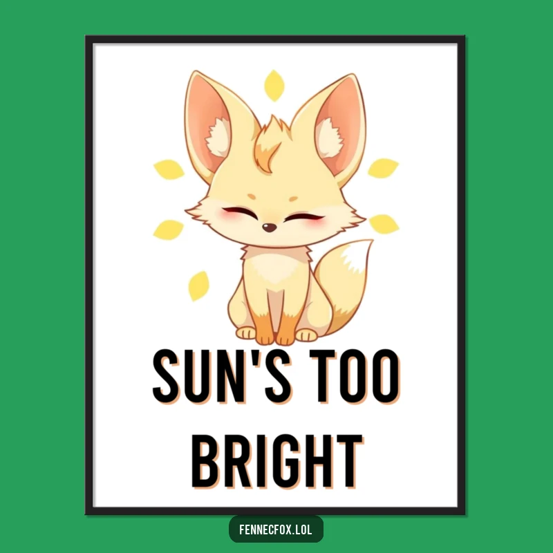Funny Fennec Fox Digital Art: Hilarious Slow Blink in Sun, Instant Download