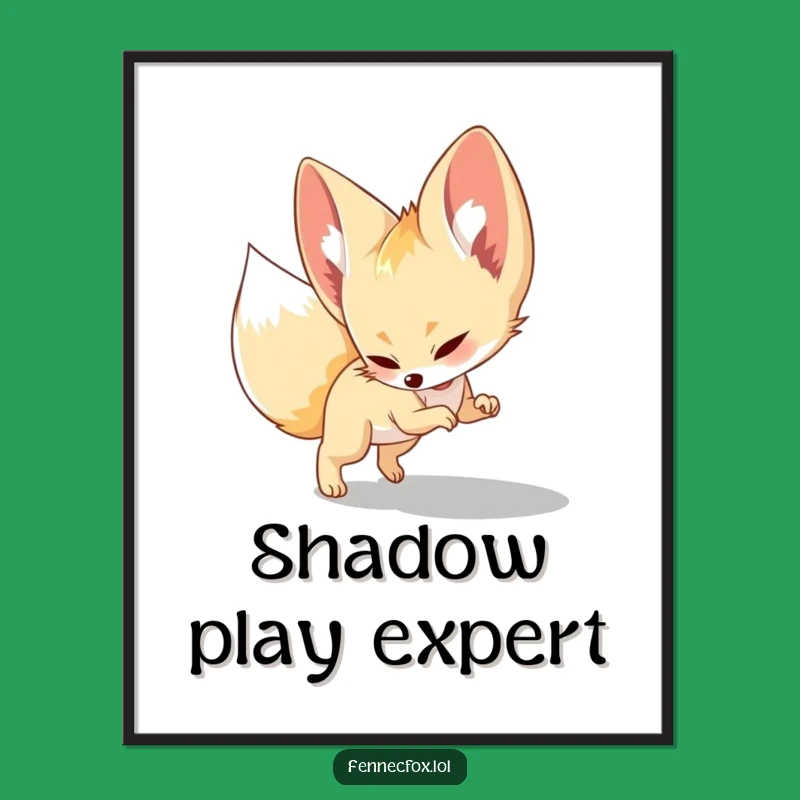 Funny Fennec Fox Digital Art: Playful Pounce on Shadow Decor Gift
