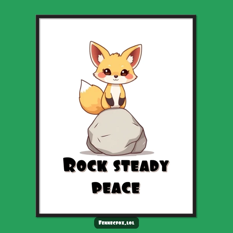 Funny Fennec Fox Digital Art: Zen Rock Balance, Instant Focus Download
