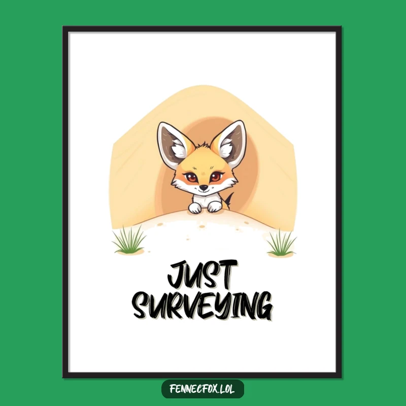 Funny Fennec Fox Dune Peek Digital Art: Whimsical Desert Print, Instant Gift