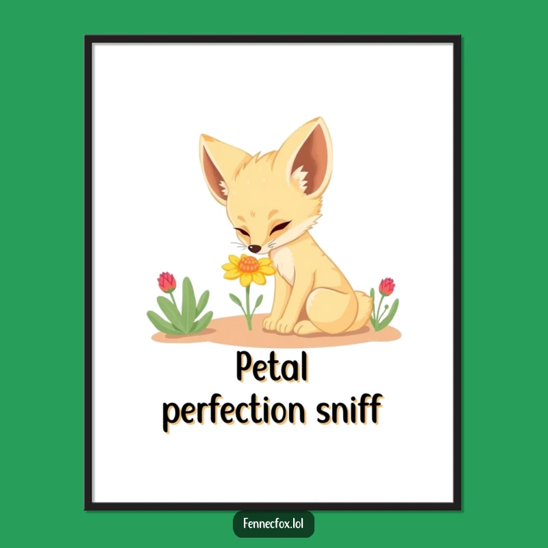 Funny Fennec Fox Flower Digital Print: Instant Hilarious & Cute Art Download
