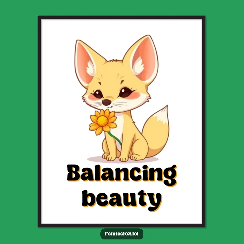 Funny Fennec Fox Flower Nose Digital Art: Whimsical Decor for Laughs!