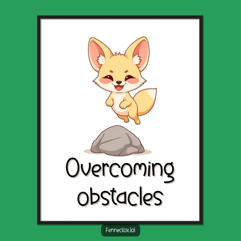 Funny Fennec Fox Leap Digital Art: Joyful Cartoon Print, Instant Gift