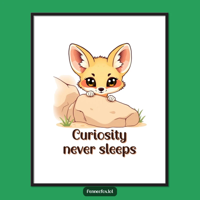 Funny Fennec Fox Peeking Digital Art: Instant Hilarious Decor Download!